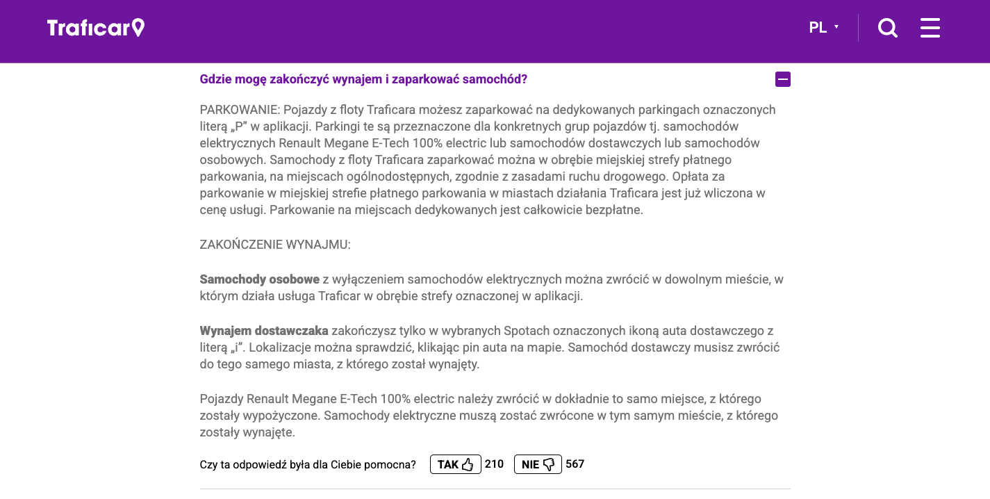 traficar sekcja faq