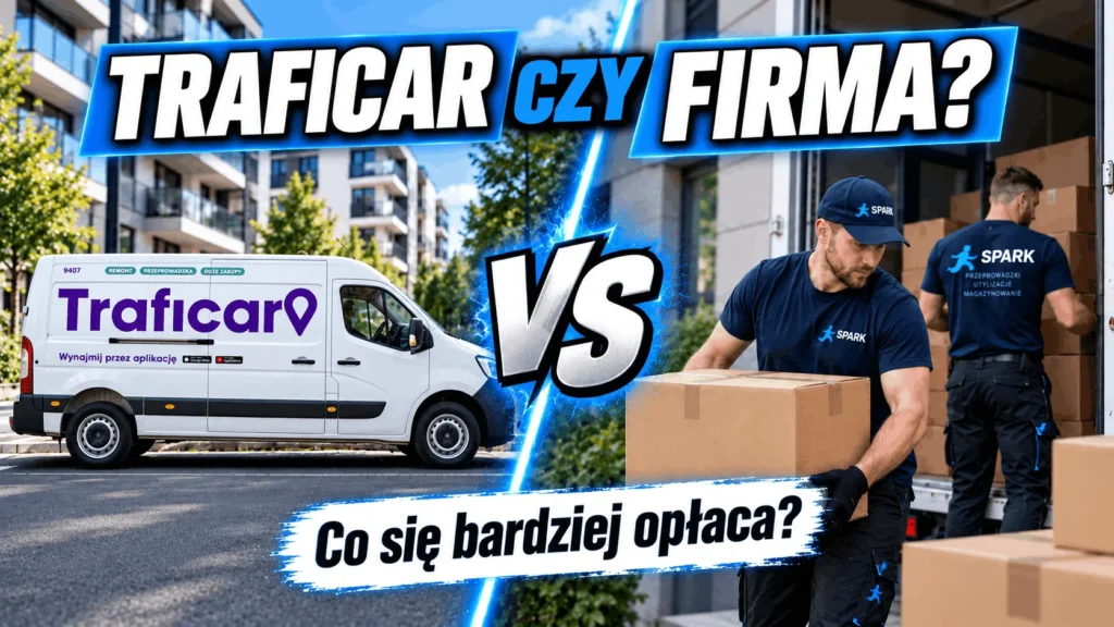 Traficar czy firma przeprowadzkowa - porównanie wynajmu auta Traficar z ekipą Spark Przeprowadzki podczas przeprowadzki.